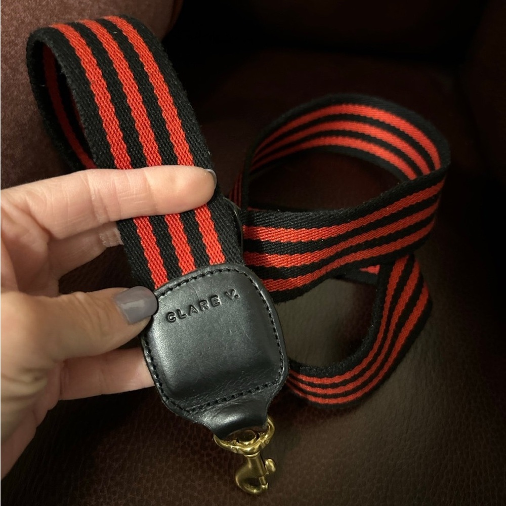 Clare V Red and Black Striped Strap